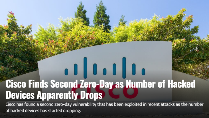 Cisco Finds Second Zero-Day as Number of Hacked Devices Apparently Drops